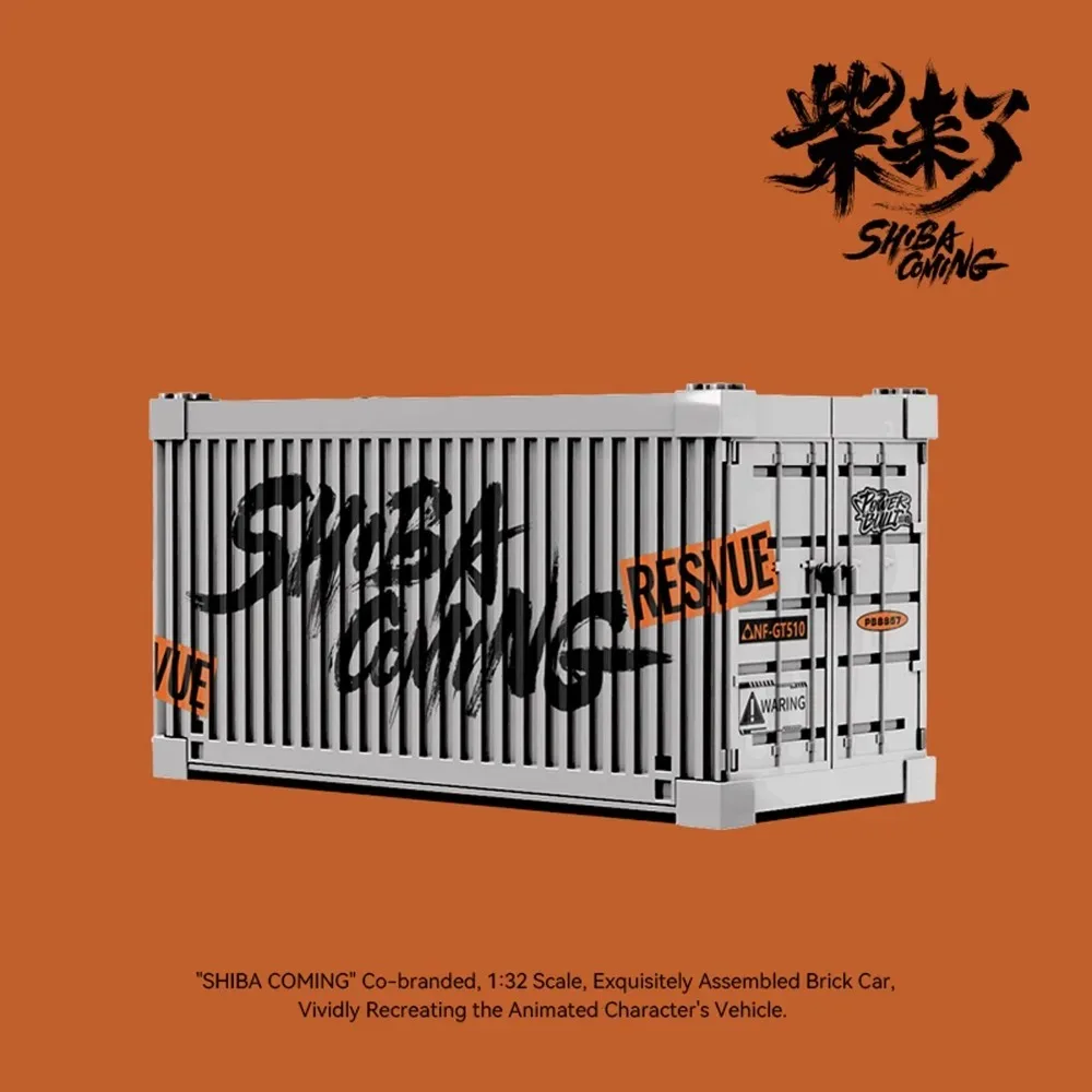 PB8857 1:32 البرتقال فان نموذج اللبنات عدة مدينة الإنقاذ سيارة لعبة مكتب ديكور المنزل الحلي الجذعية هدية