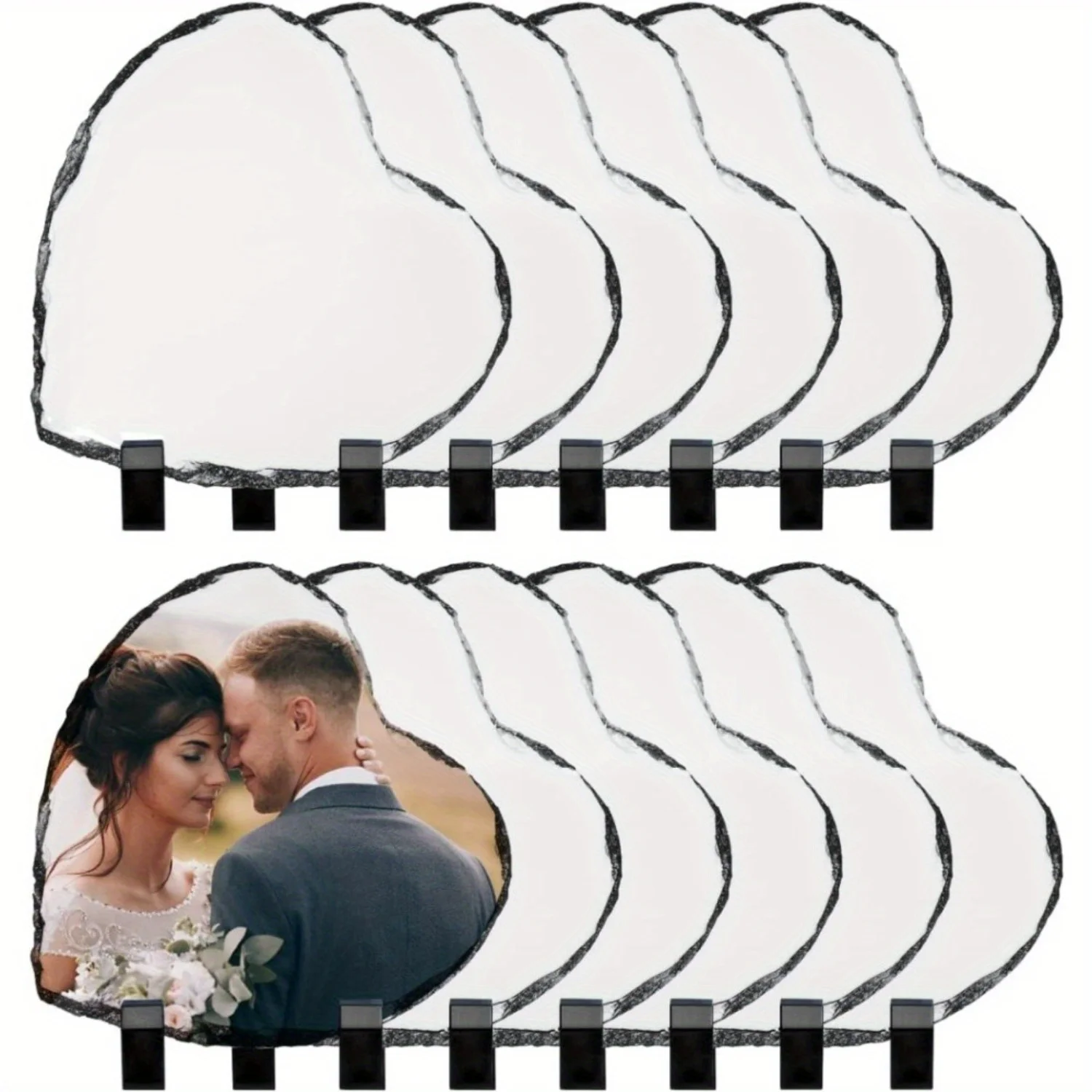 1pc Heart-Shaped Sublimation Photo Slate with Display Stand for Heat Transfer Printing