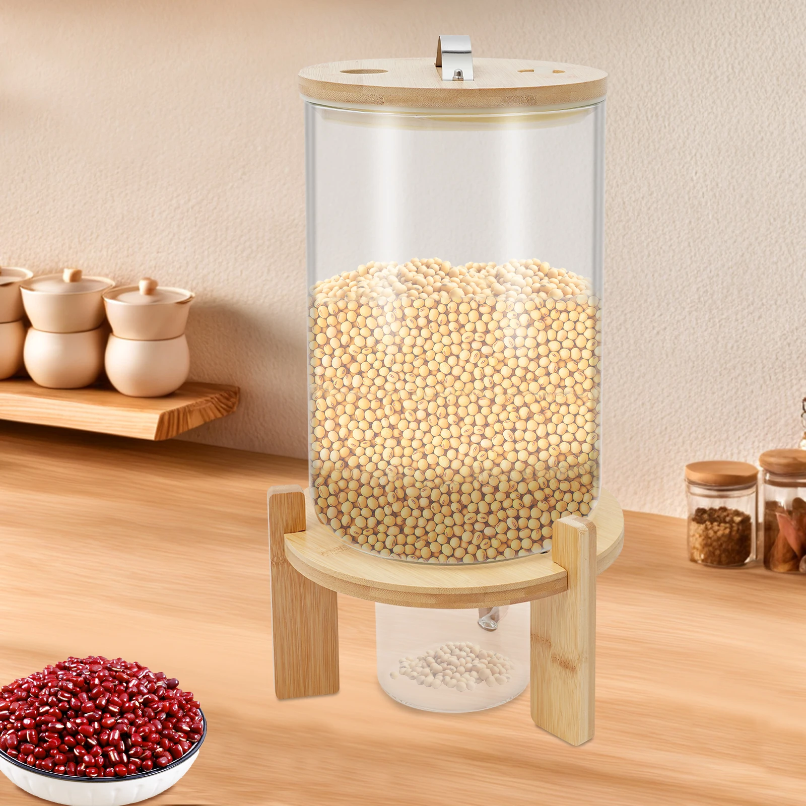 

Диспенсер для хранения хлопьев 5л/7,5л, стеклянная бутылка, контейнер для муки и хлопьев для кухни, диспенсер для риса, хранение сухих продуктов