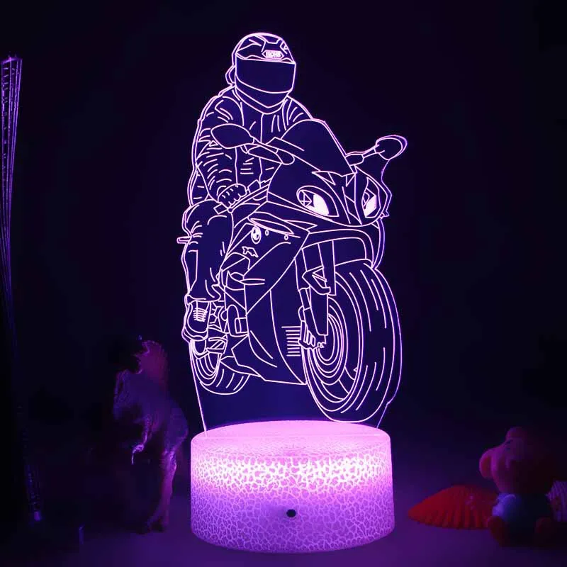 Nighdn Bedside LED Night Light for Bedroom Decoration Color Changing USB Plug Table Lamp Creative Motorcycle Gift Toys for Kids