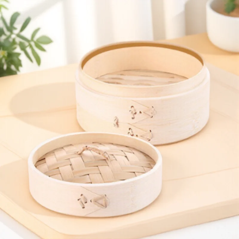 

1Set Bamboo Food Steamer Basket For Fish Dumplings Dim Sum Multi-Function Kitchen Tool With Lid Bamboo Steaming Basket