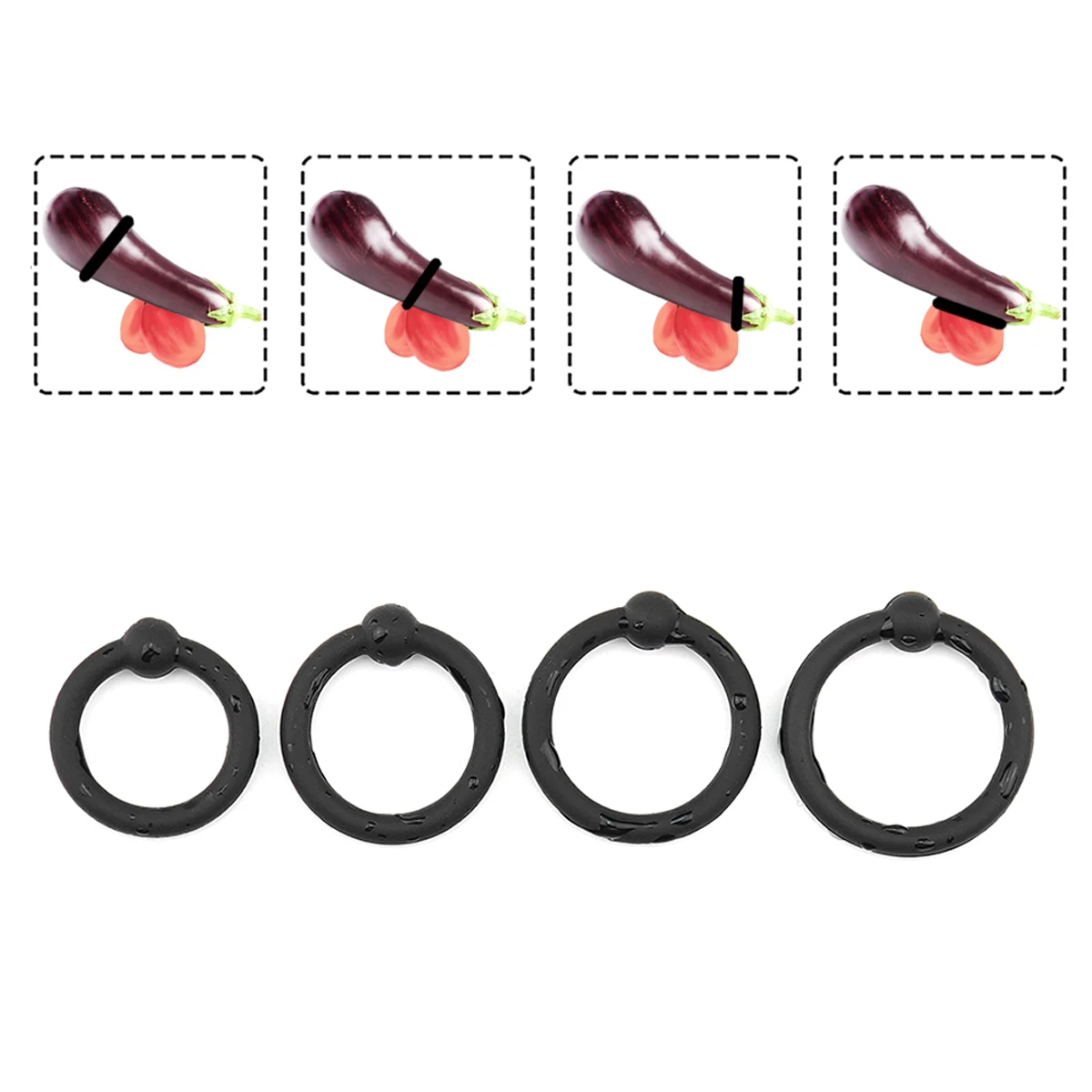 1set/4pcs, Odor-free silicone penile rings, delayed exercise, penile restraint, reduced glans stimulation, male sex toys