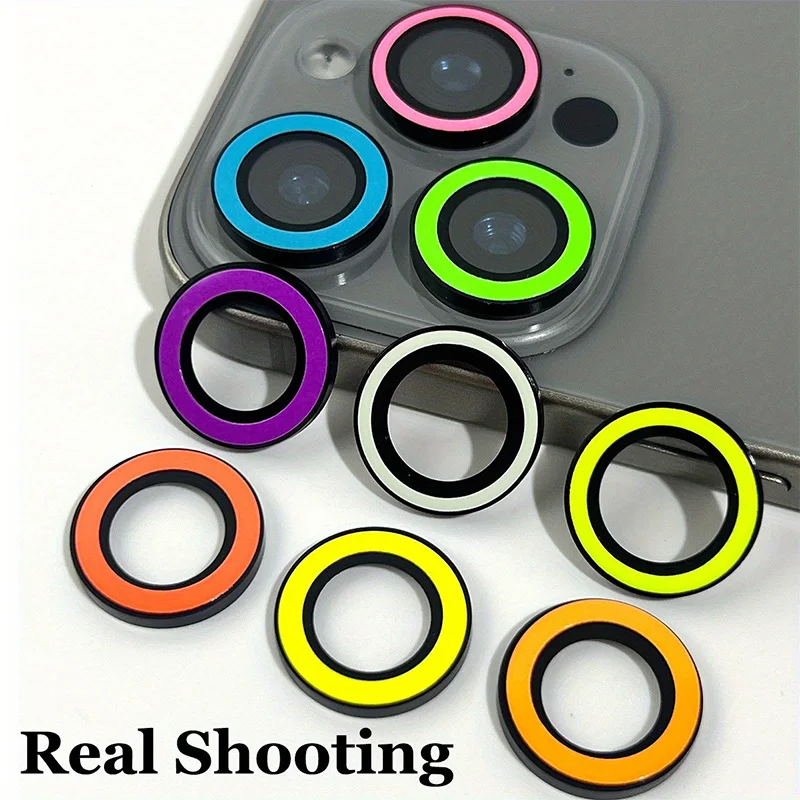 For IPhone 18 17 16 15 14 Pro Max Plus 13 12 11 Duo Luminous Camera Protector Ceramic Ring Tempered Glass Back Lens Cap Cover