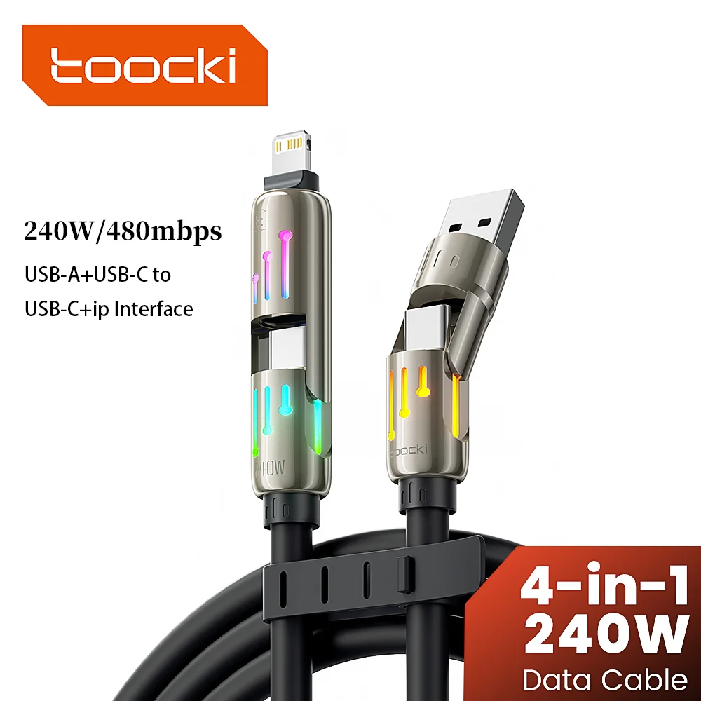toocki-240w-4-em-1-usb-a-para-tipo-c-cabo-de-carga-rapida-pd31-480mbps-rgb-cabo-de-dados-de-luz-colorida-para-iphone-14-samsung-huawei