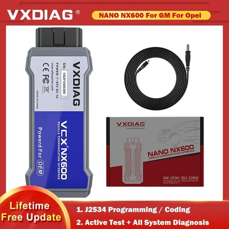 

VXDIAG VCX NANO популярная версия NX600 для GM все системы Активный тест OBD2 диагностический инструмент для opel Лучшая цена с 36 + услугой сброса