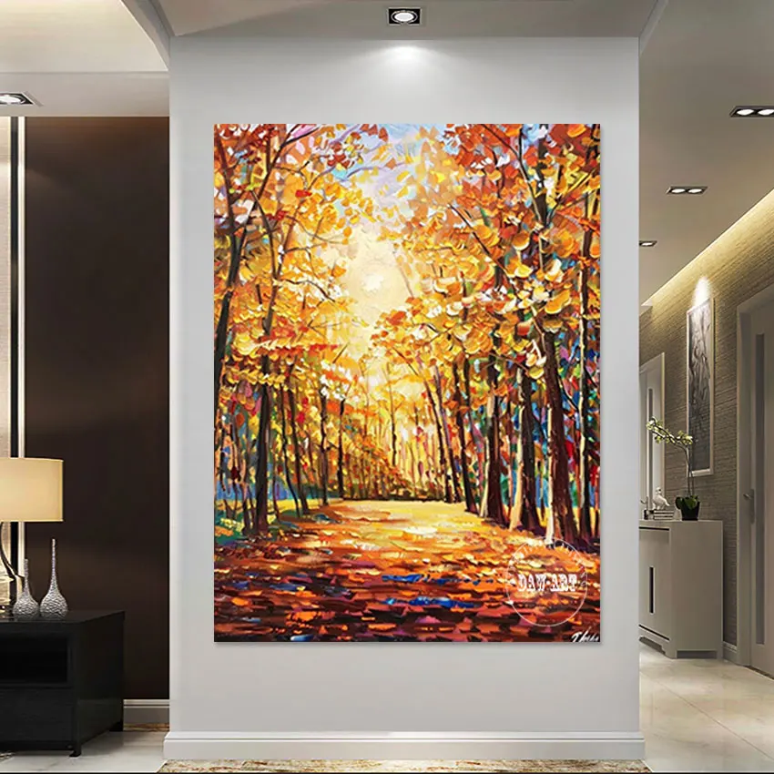 

3d Abstract Warm Sun Landscape Oil Painting Modern Forest Scenery Art Canvas Poster Frameless Wall Picture For Living Room