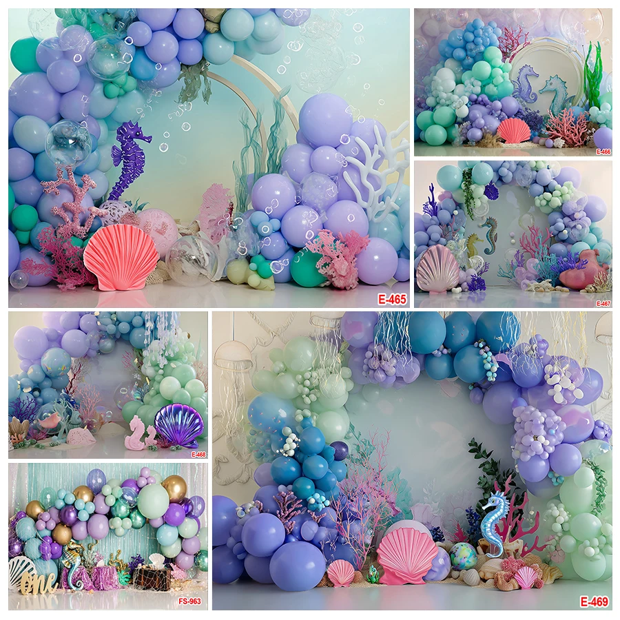 

Photography Background Birthday Party Backdrop for Girl Mermaid Tail Scales Shell Princess Baby Shower Decor Photo Props