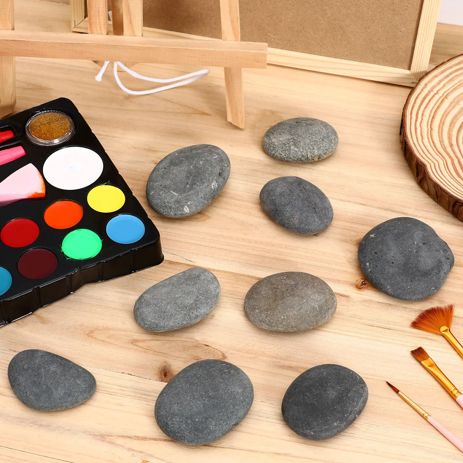 Aquarium Decoration Rock - 9 stuks beschilderde platte stenen DIY