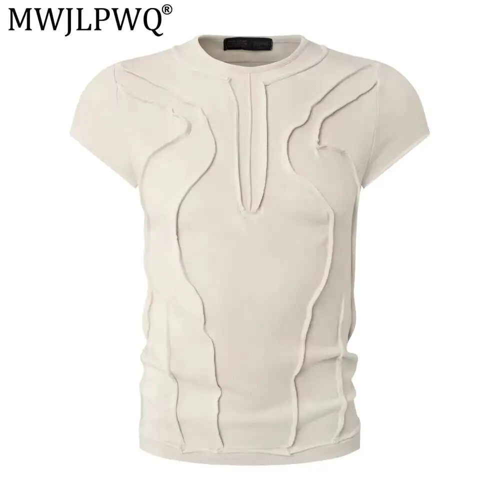 MWJLPWQ Men's American Retro Gradient Tie-Dye T-Shirt Deconstructed Raw Edges Trendy Slim-Fit Short-Sleeve Unisex tOPS 20158