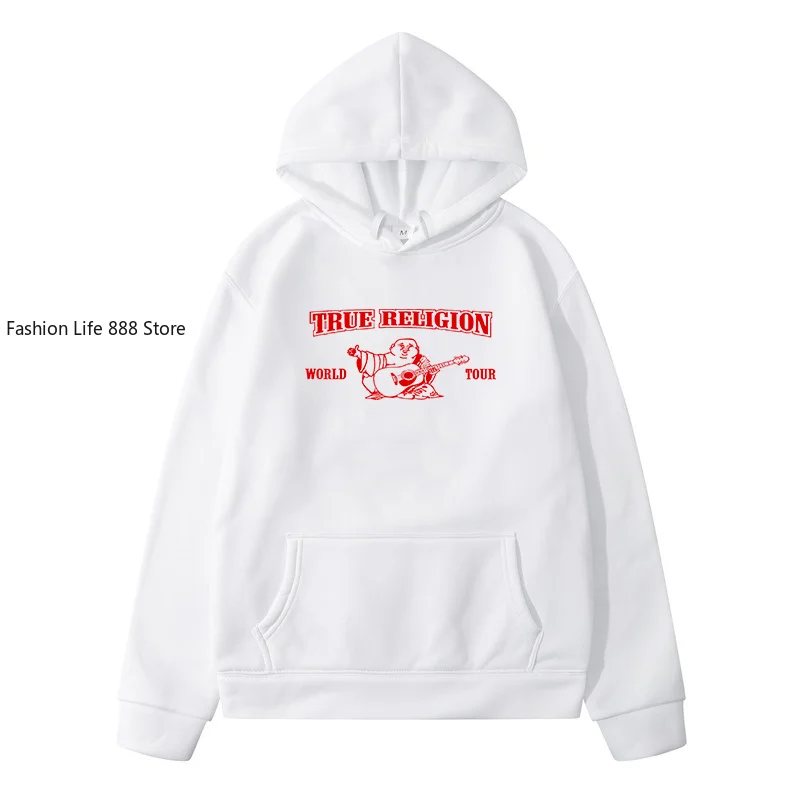 True Religion Letter Printing Streetwear Winter Fleece Hoodie For Men's /Women‘s Pullover Harajuku Casual Fashion Oversized Tops