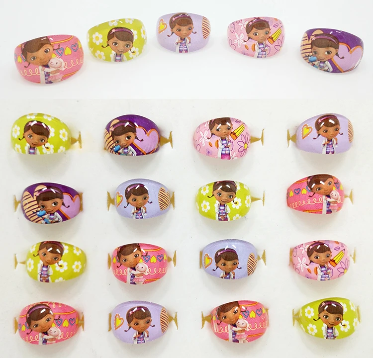 10/20pcs Disney Cartoon Doc McStuffins Toys kids Rings Children girl Party Gift Jewellery size 15mm