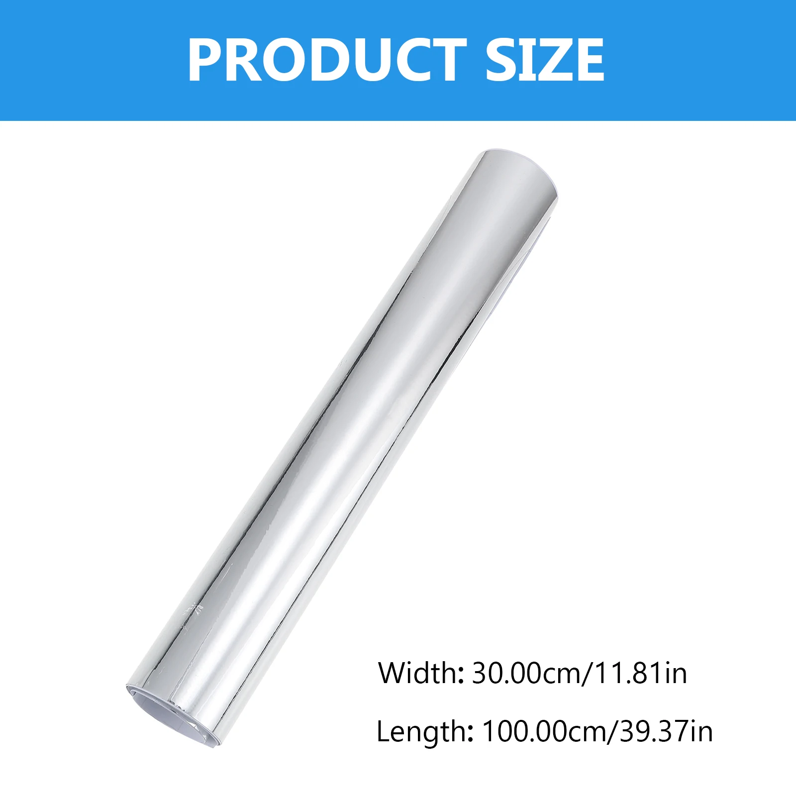 

Glossy Metal Self Adhesive Vinyl Film 30cmx100cm Silver DIY Transfer Membrane for Clothes Paper Crafts Heat Resistant