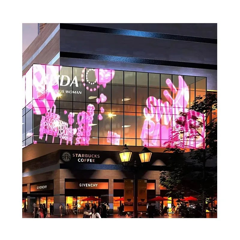 Indoor Outdoor Advertising Glass Led Window Transparent Led Display Mesh  Transparent Grille Screen for Retail Shopping Mall view 3