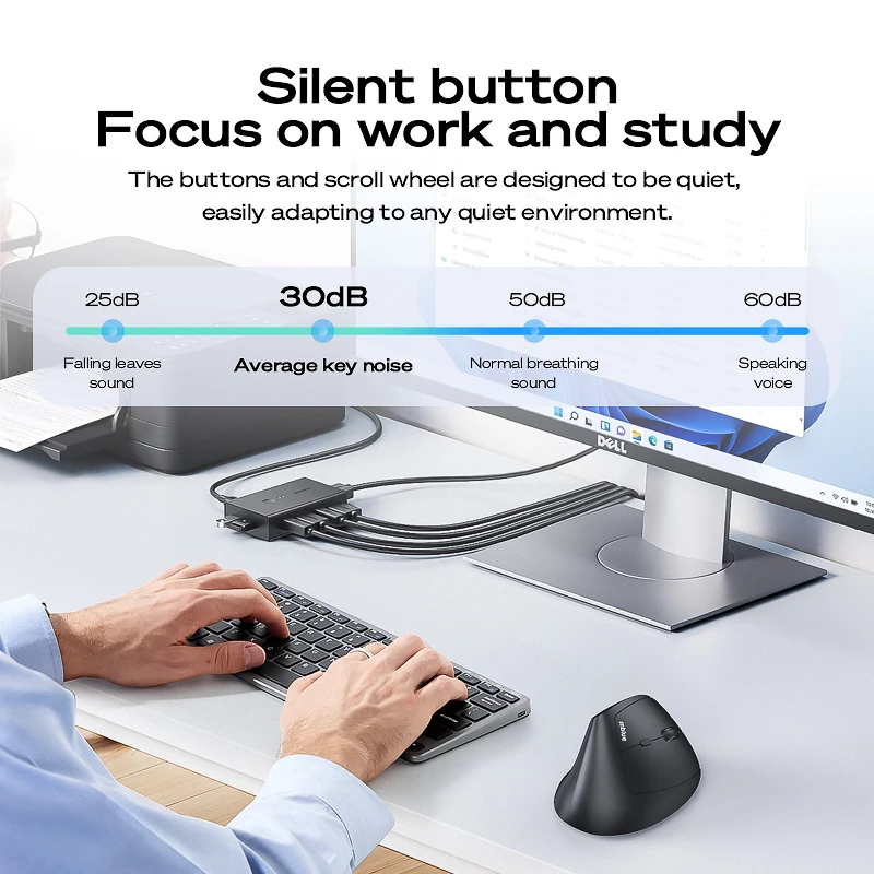 Original MEIZU Mblue-M206 PRO Vertical Ergonomic Business Office Mouse 2.4G Wireless Low Noise Game Mouse for Laptop PC Computer