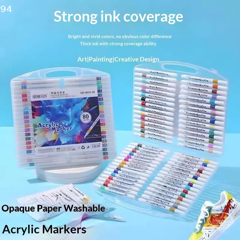 Acrylic Marker Pen Set Washable Non Bleed Layable Color Art Paint Pen For Kids Primary Student Kindergarten DIY Drawing Graffit