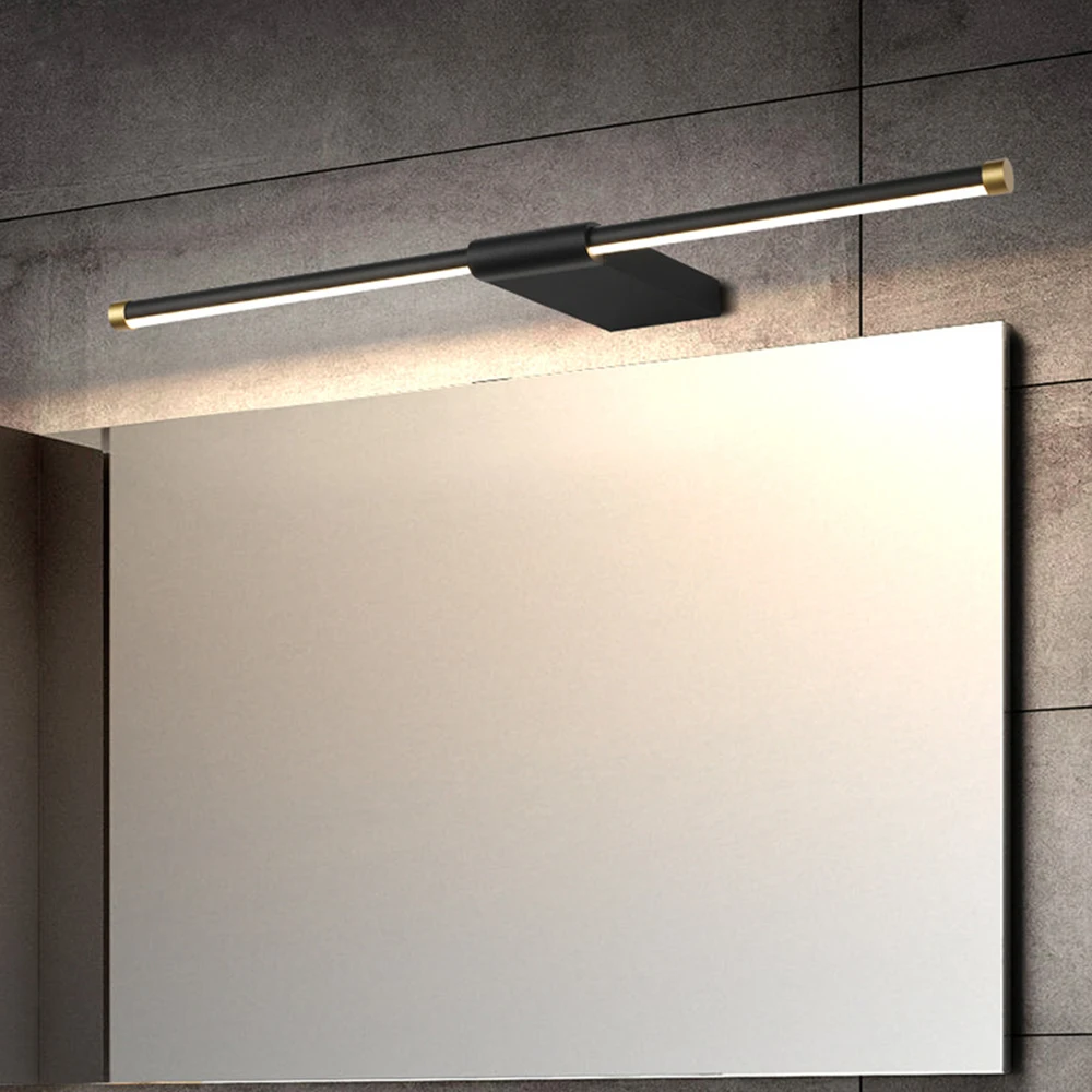 Modern LED Mirror Front Light Bathroom Moisture Resistant Wall Lamp Long Strip Aluminum Mirror Cabinet Light White Black Fixture