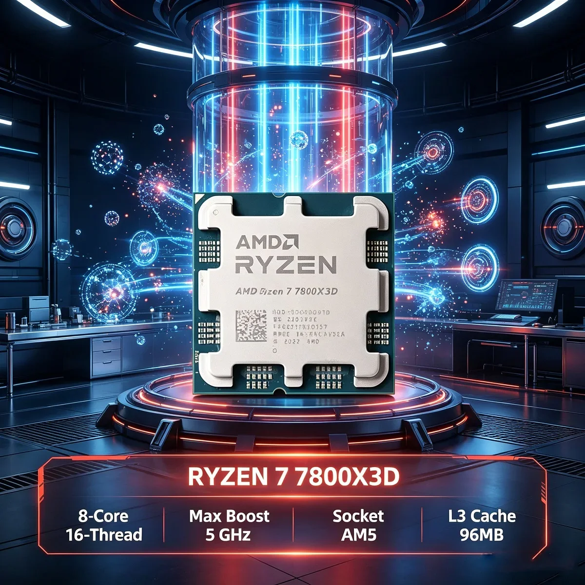 

AMD 5GHz Ryzen 7 7800X3D R7 7800X3D CPU 8-Core 16-Thread Unlocked Desktop Processor Socket AM5 Gaming CPU Without Packag