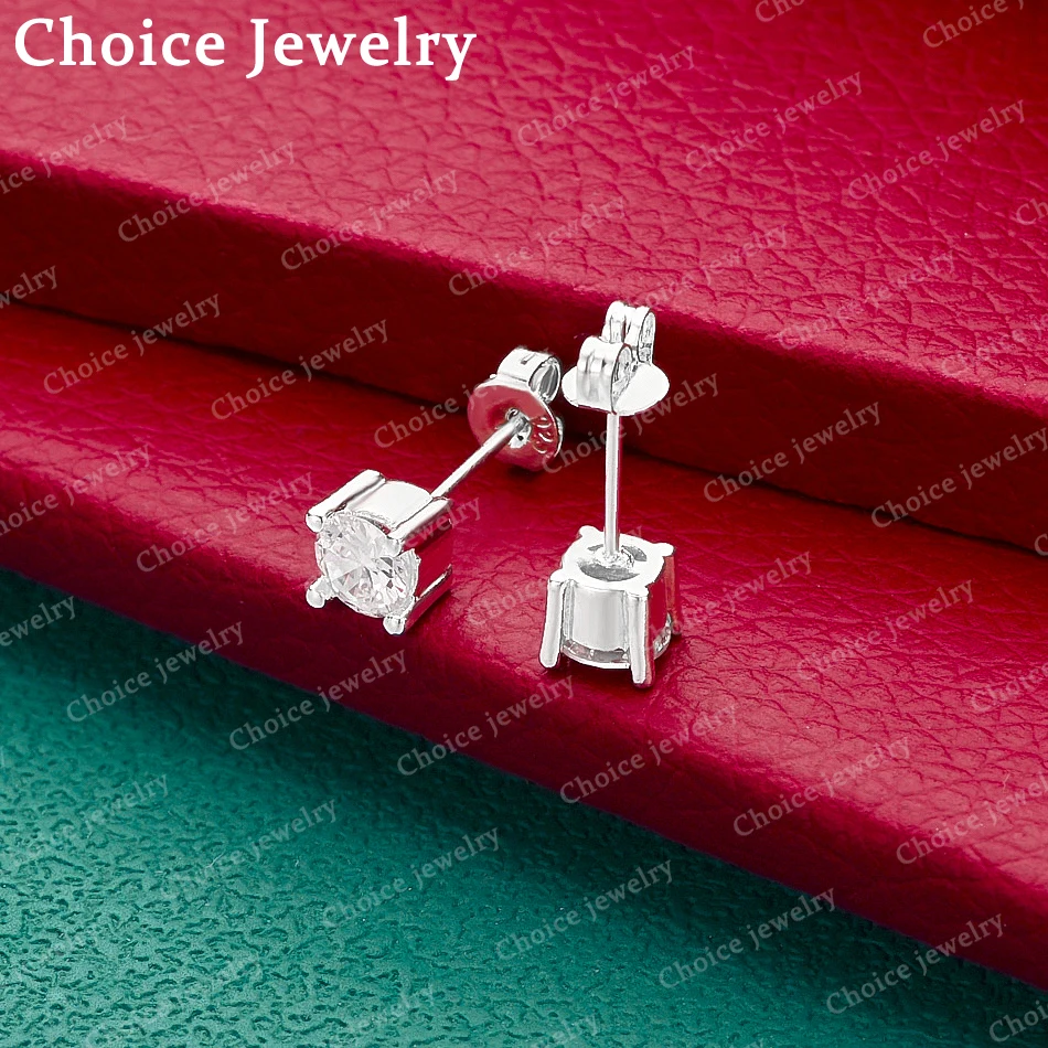 925 Sterling Silver Zircon Block Earrings Stud Earrings For Women Fashion Jewelry Charm Grace Noble Wedding Accessories
