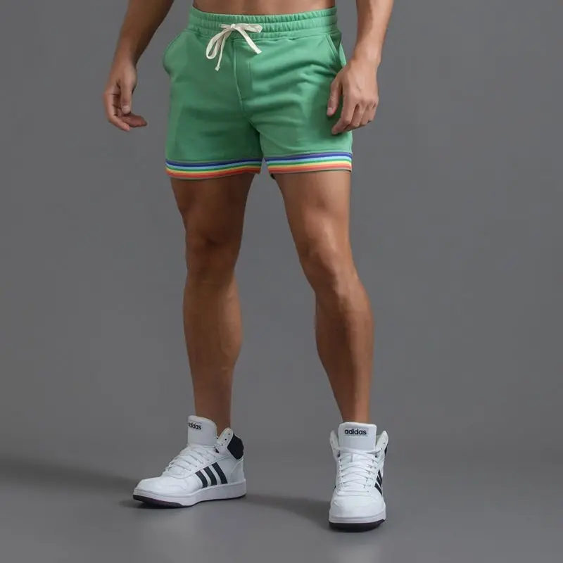 Calça virilha aberta invisível masculina, shorts de treino com bolsos, corredores esportivos, moletom de algodão, sexo ao ar livre, academia sexy, 5 polegadas