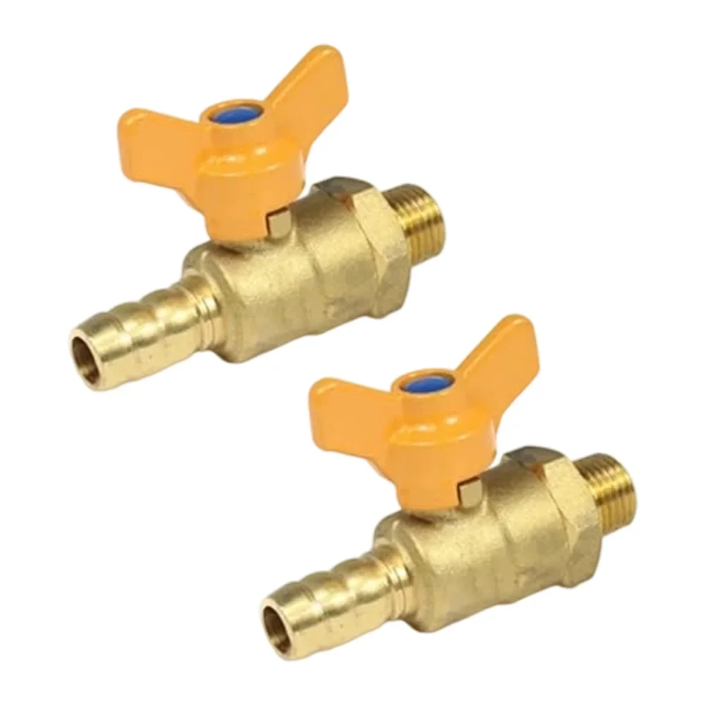 2pcs Ball Valve With 12 External Thread Replacement Brass Shut-off Ball Valve With Handle For Fuel Gas Air Water & Oil Parts