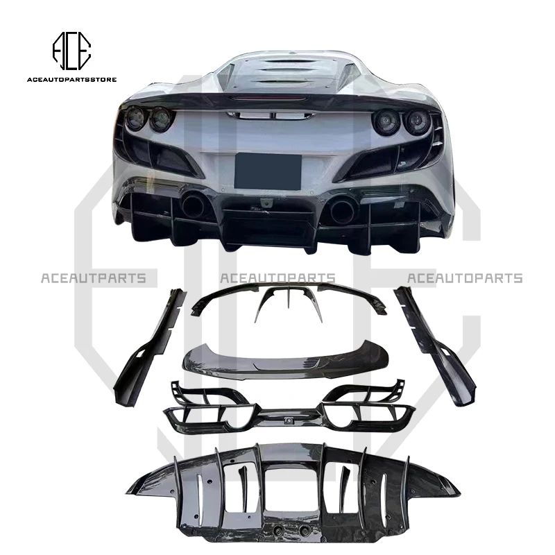 For Ferrari F8 1016 style carbon fiber front lip rear lip side skirt tail Splitter rear spoiler auto parts