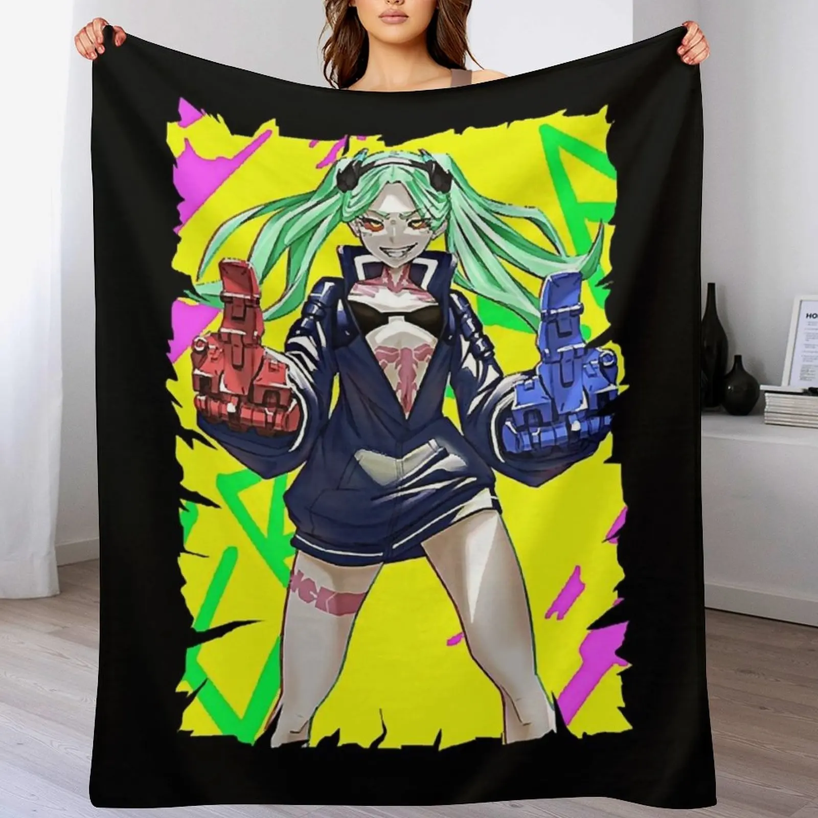 

GUN REBECCA FRIEND ANIME Throw Blanket Warm Flannel Blanket for Couch Chair Bedroom