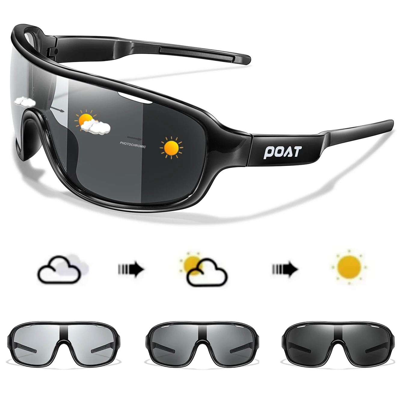 Poat marca masculino feminino polarizado fotocromático ao ar livre ciclismo de estrada óculos esportes ciclismo pesca óculos de sol masculino