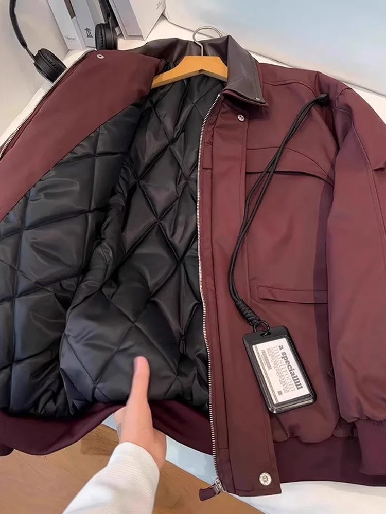 الأحمر الطيران Jaet القطن عمال الرجال الشتاء Thiened الدفء الأمريكية الرجعية طوق الرجال Faion ملابس خارجية معطف Jaet #3