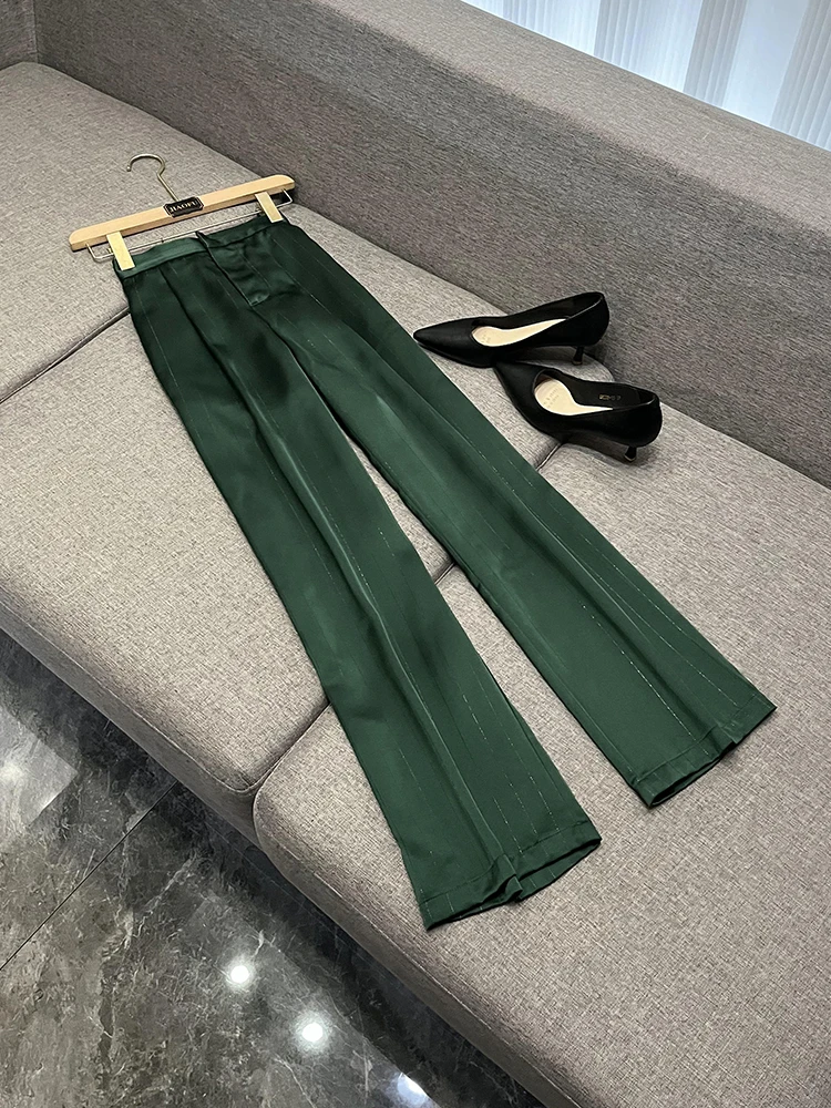 Women's Thin Acetate Satin Suit Jaet Wide Leg Pants Ensemble Elegance Quali Chinese Manufacturer 2025 Winter Collection