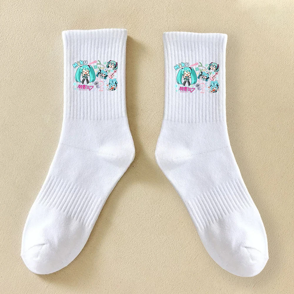 New cute Long Socks Woman Man Breathable Hatsunes Mikued  Sock Male Female Kawaii Sock Combed Cotton Fashion Spring Autumn Socks