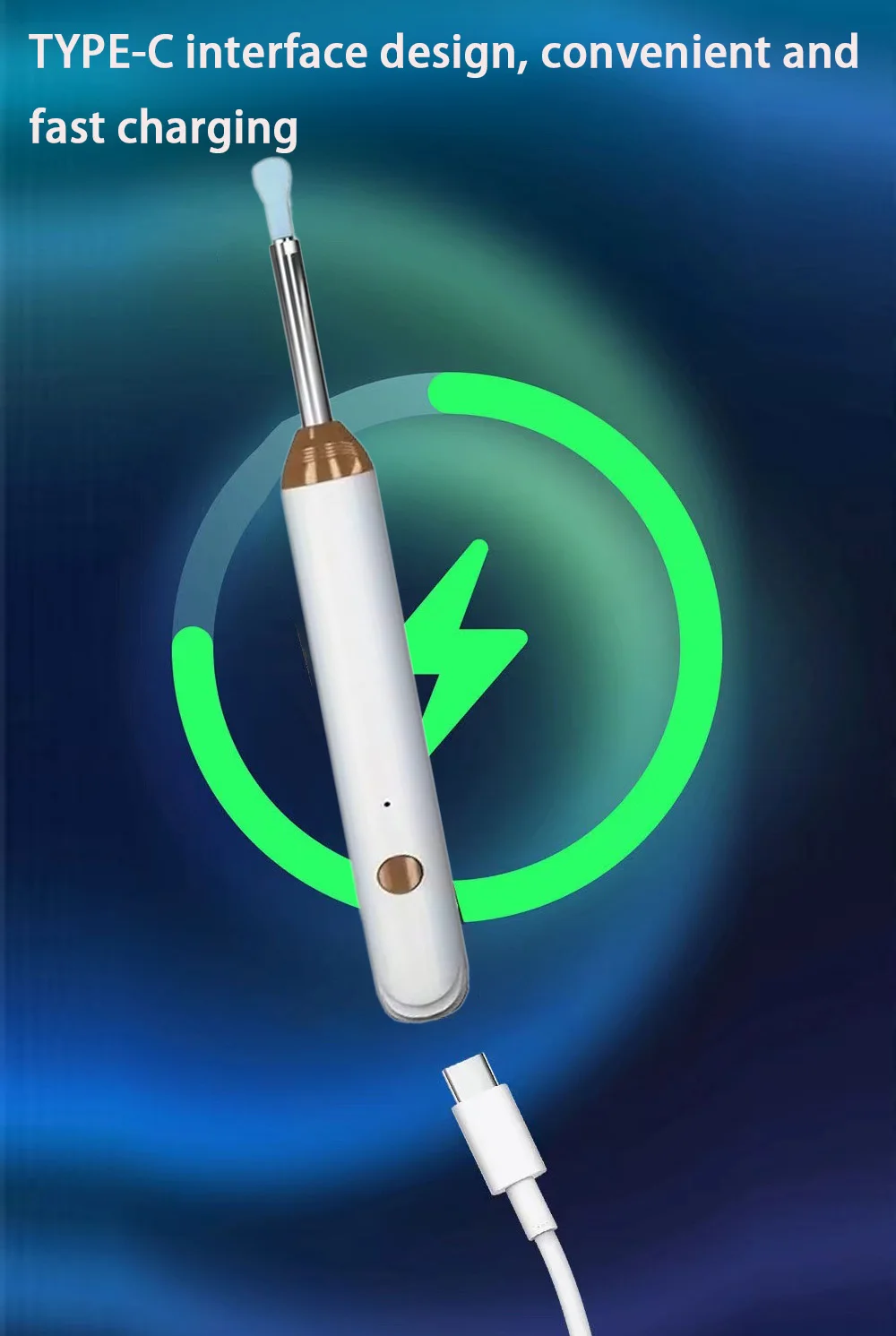 الذكية البصرية قابلة للشحن خلال أذني الأذن نظافة الأذن العصي منظار الأذن TypeC شحن المنظار الشمع أداة إزالة الصواميل Earpick الرعاية الصحية