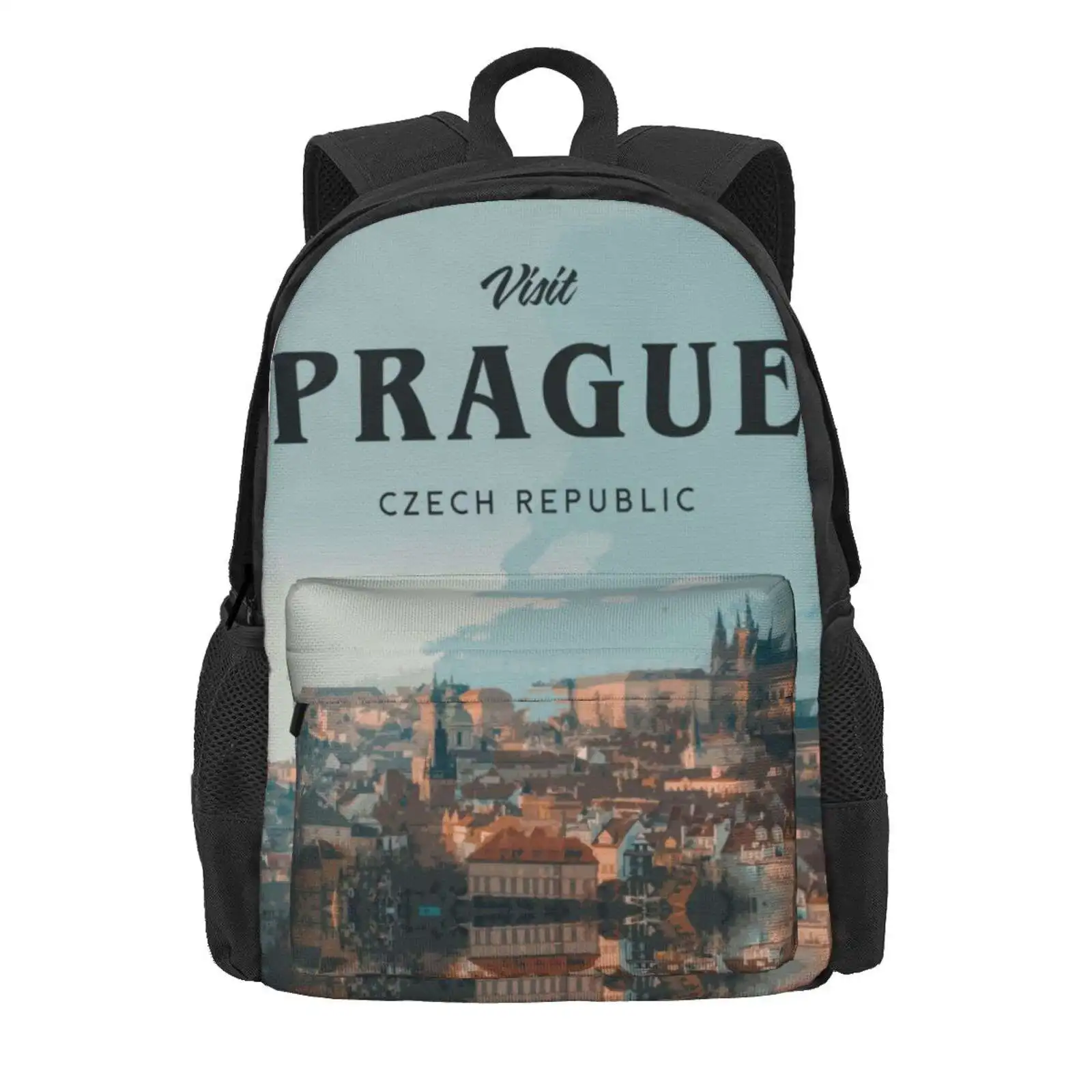 Prague Hot Sale Schoolbag Backpack Fashion Bags Travel London England Retro Nature Explore The World Earth Gb Tropical Mountain