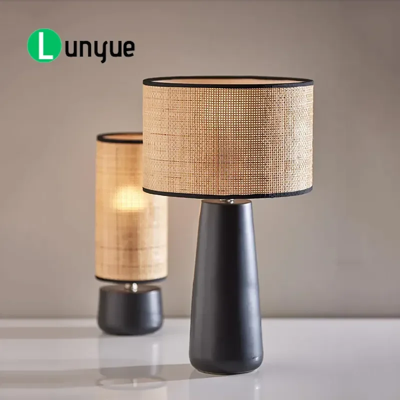 Modern Minimalist Neutral Tone Woven Table Lamp for Bedroom Coffee Shop Restaurant Home Decor Ambient Lighting Stylish Design