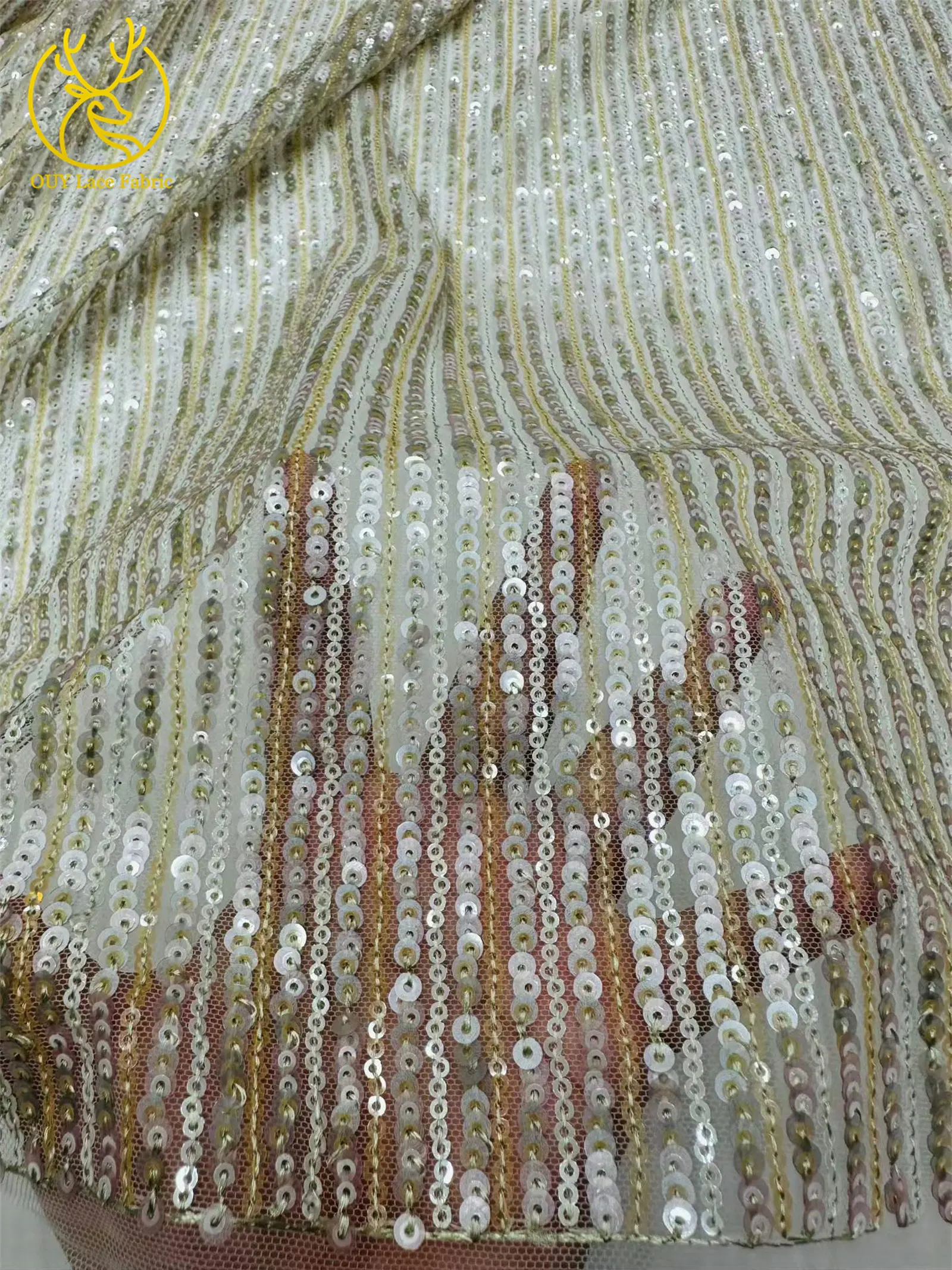5 Yards afrikanischer Pailletten-Tüll-Spitzenstoff 2026 Hochwertiger französischer Netz-Spitzenstoff für elegante Abendkleider für nigerianische Frauen – Detail 20