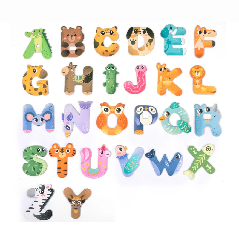 

Cartoon Animal Fridge Magnet Christmas 26 Letters Refrigerator Stickers Kids Magnetic Alphabet Teaching Aids Recognition Toys