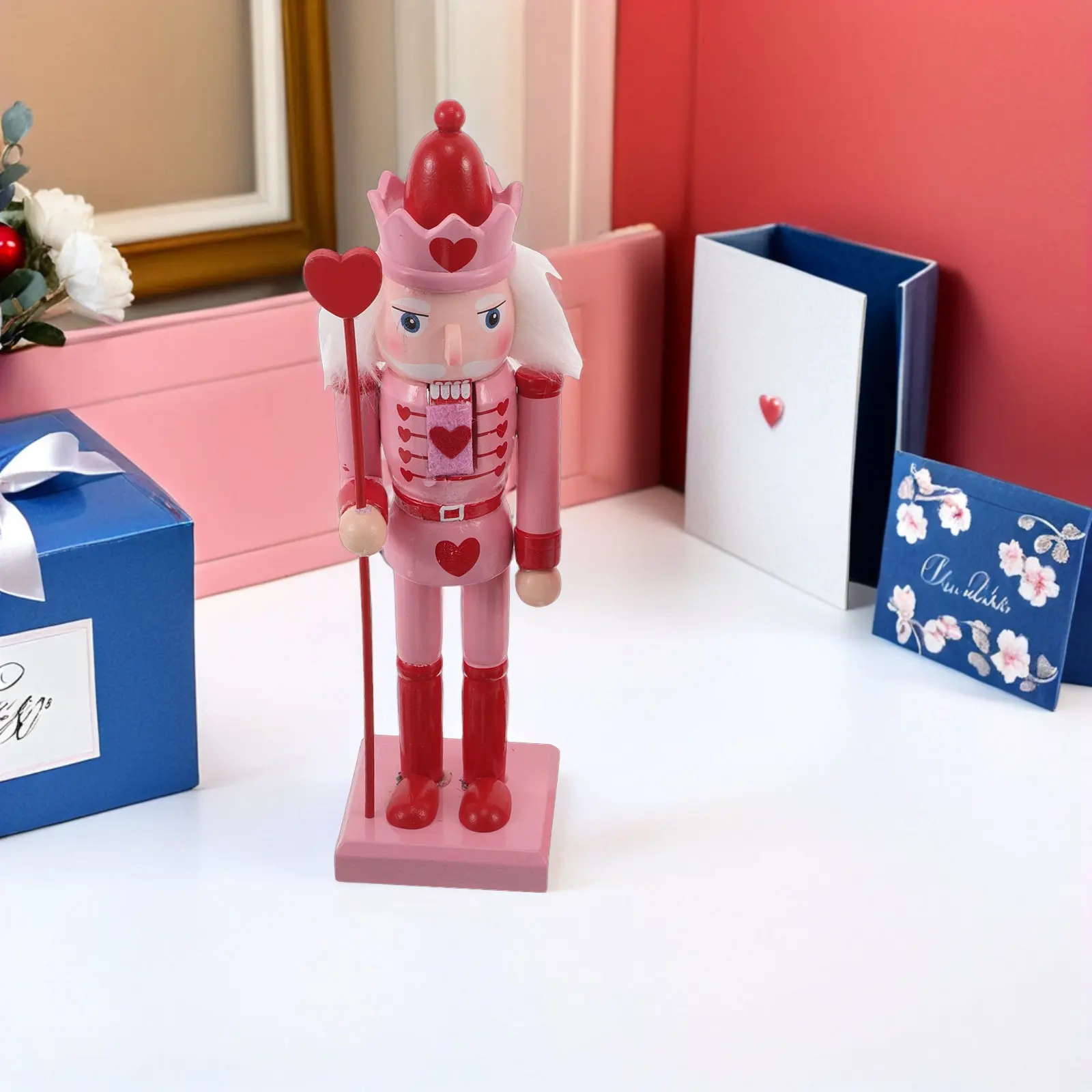 

Valentine's Day Nutcracker Wooden Heart Love Soldier Desktop Ornament Table Mantel Centerpiece Party Holiday Home Office