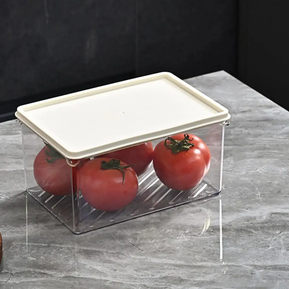 

Transparent Fridge Food Container Fruit Storage Box Stackable Food Grade Fruit Vegetable Storage Box with Lid for Transparent