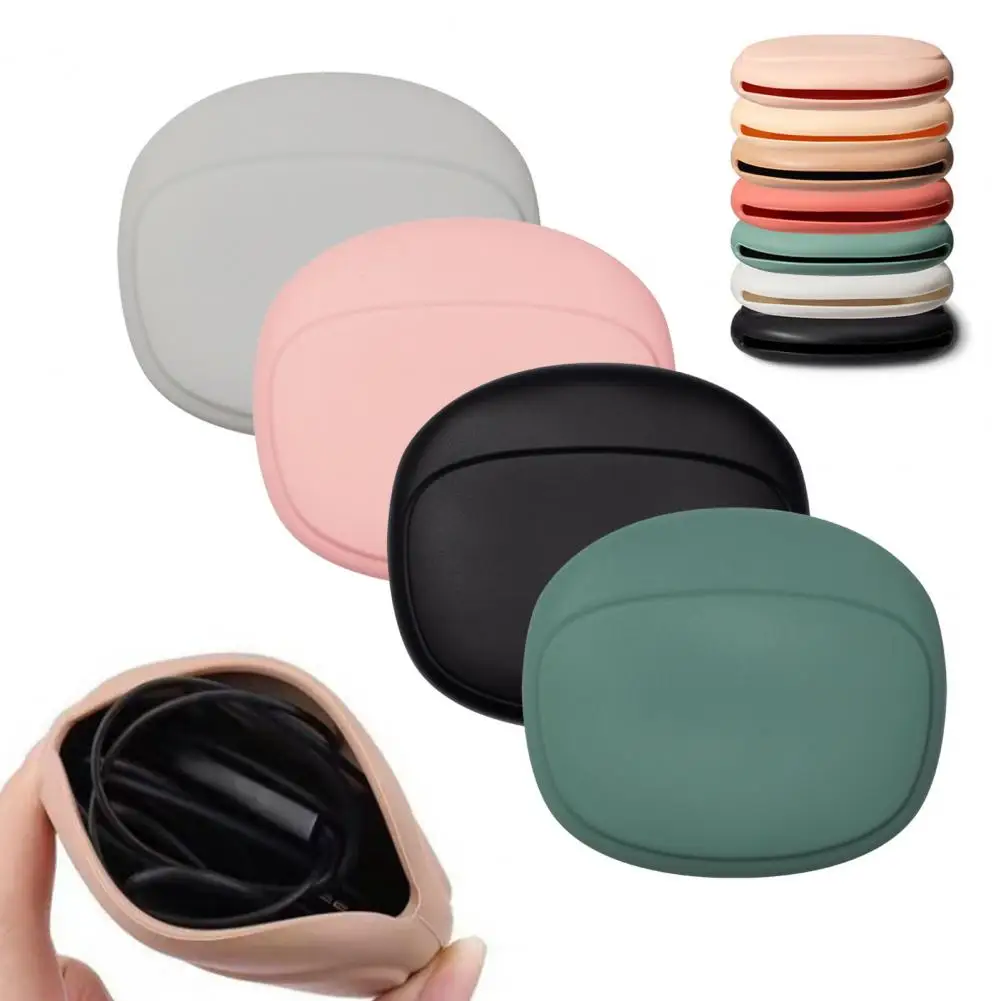 Washable Storage Bag Silicone Storage Bag for Headphones Portable Data Cable Organizer Case Compact Mini Key Box with Washable
