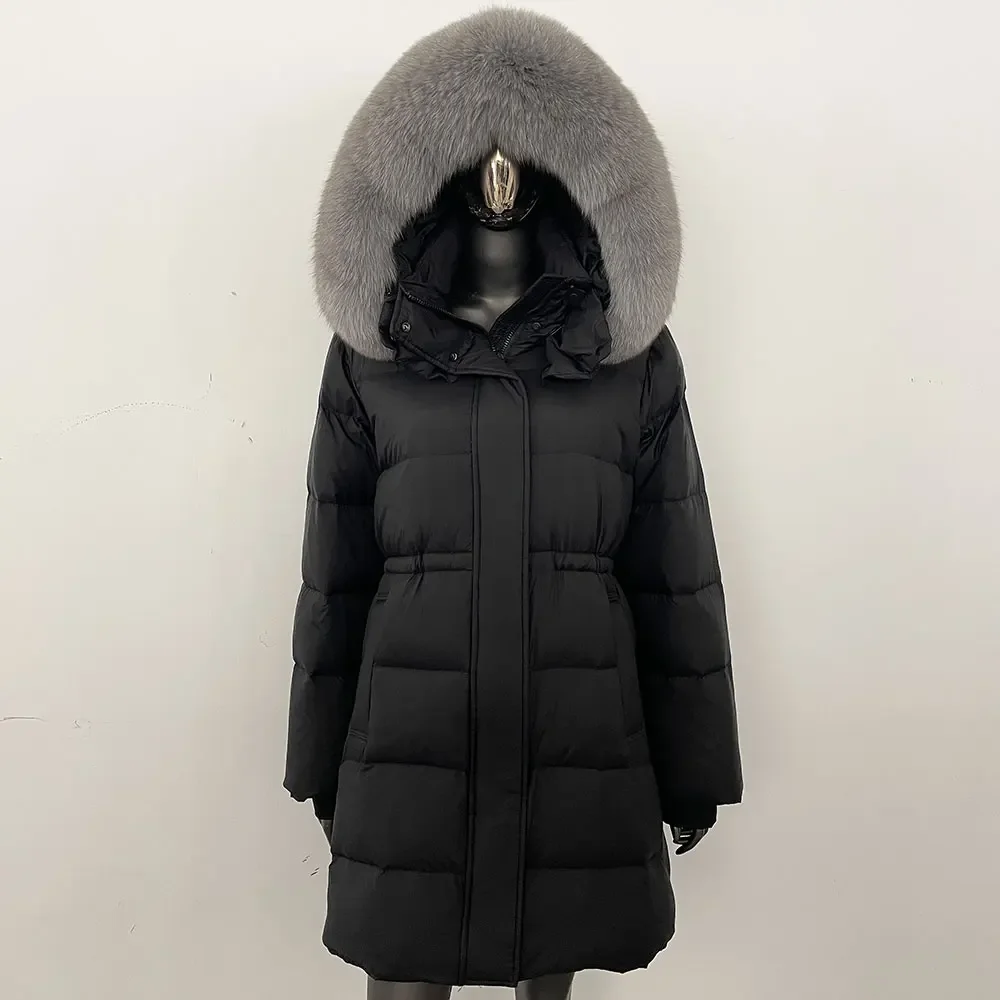 90% بطة أسفل معطف الإناث موضة مقنعين سترة منفوخة المرأة الشتاء كبير الطبيعية الراكون الفراء الدافئة الفراء الحقيقي أبلى الشارع