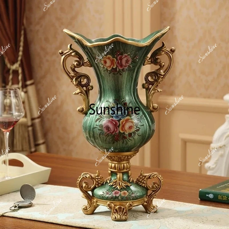 30CM European Resin Vase Stereoscopic Dried Fowers Arrangement Wobble Plate Living Room Entrance Ornaments Home Decorations