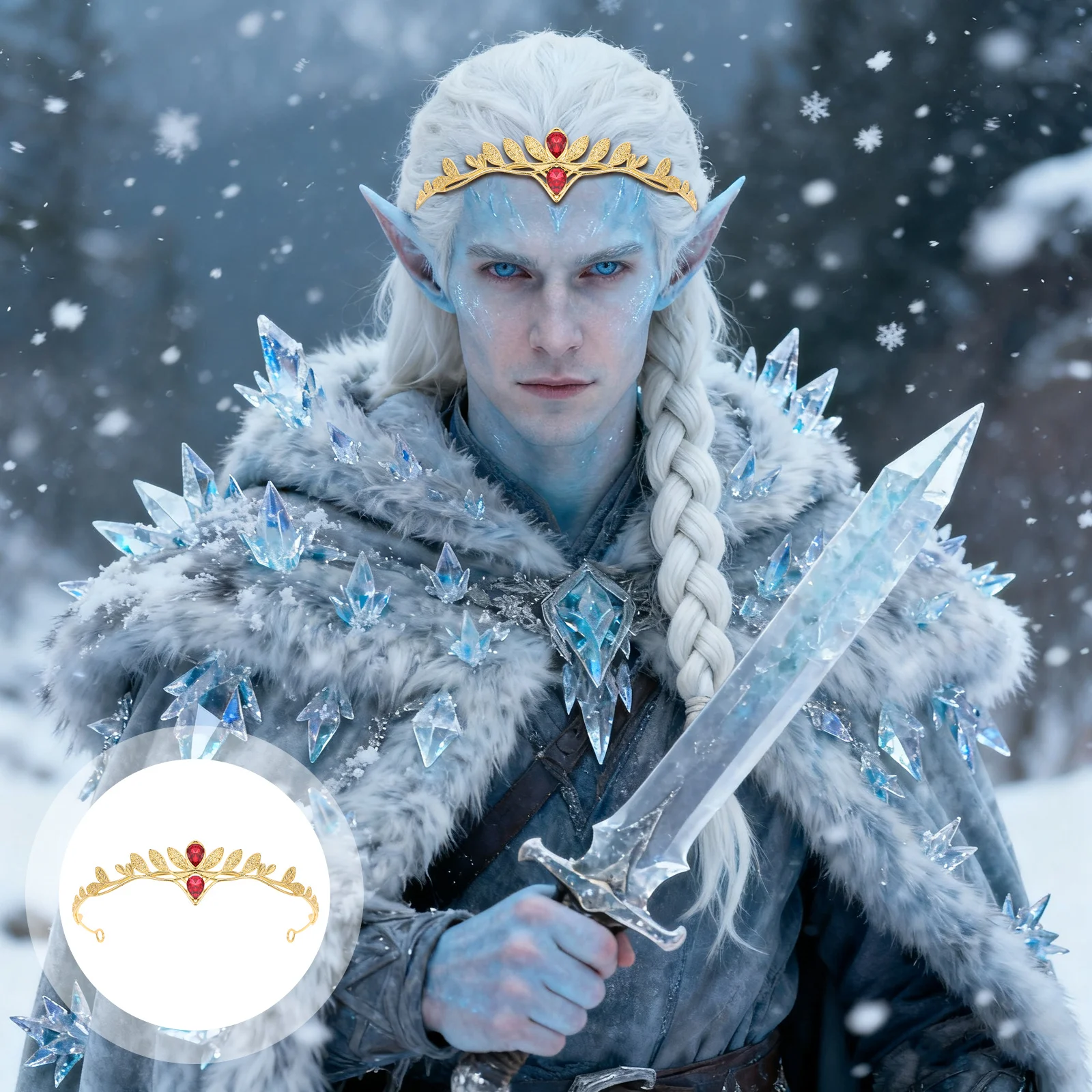 

Fashion Men's Crown with Rhinestones Luxury King Tiara Headwear for Party Club Wedding Stage Performance Dj Accessory Gift