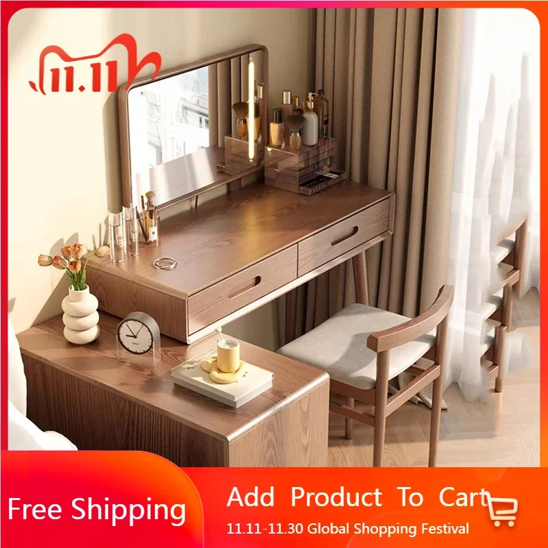 

Solid Wood Modern Dressing Table Mirror Luxury Bedroom Drawer Dressing Table Makeup Storage Tocador De Maquillaje Furniture