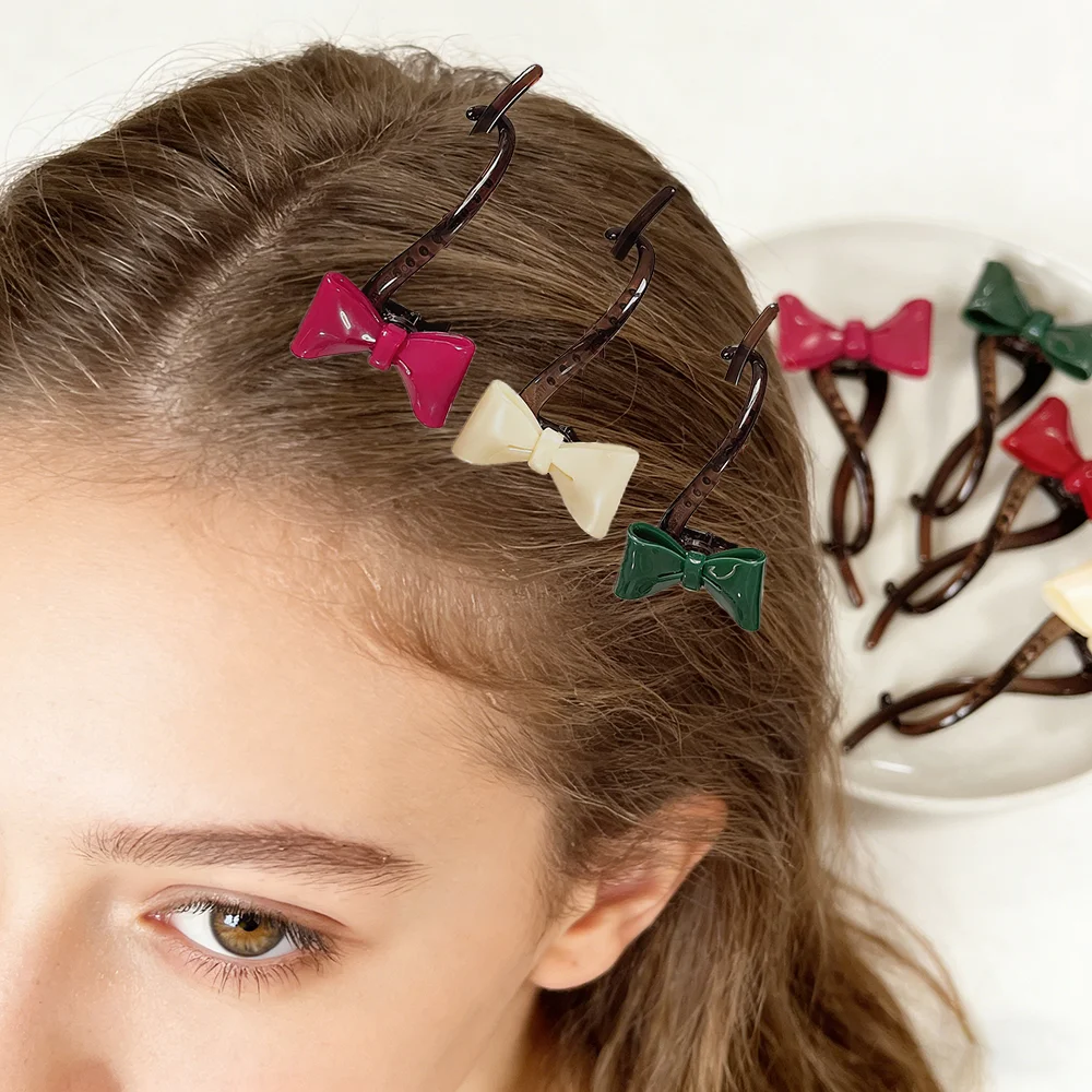 

Cute New 12CM High-End Bow Single Line Hair Clip, Retro Acetate Bow Roll Hair Clip, Girl's Fashionable Hair Accessory