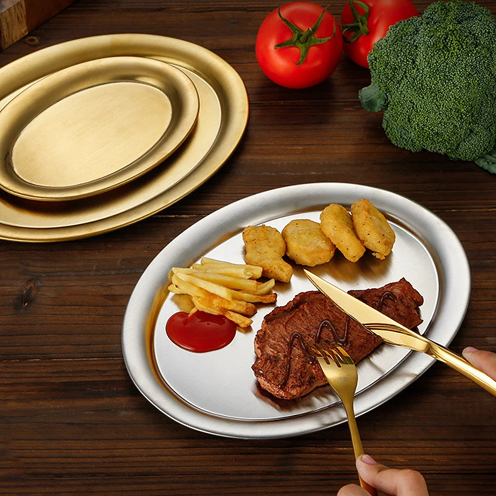 

Stainless Steel BBQ Tray 304 Heat Resistant AntiRust Dessert Plate MultiFunction Grill Pan Food Container Storage