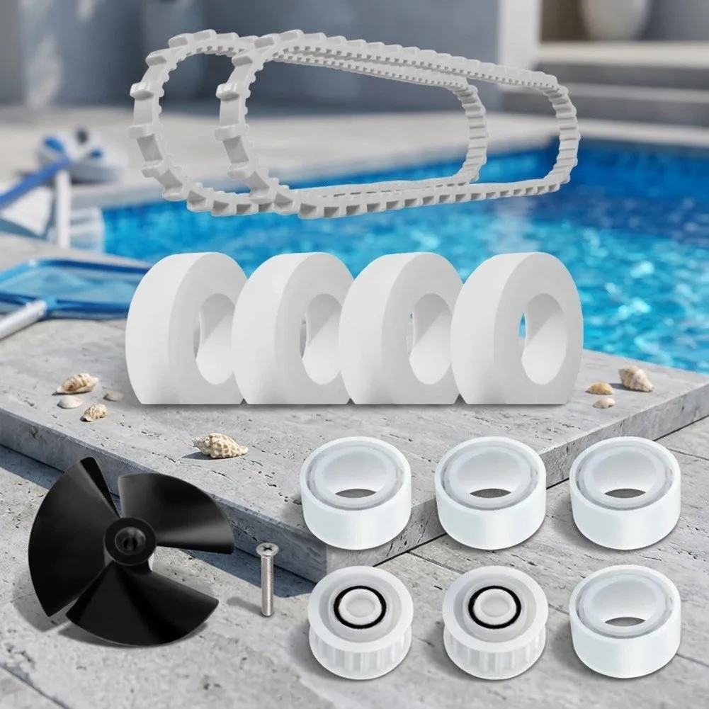 For Dolphin Pool Cleaners Pool Impeller Kit Climbing Wheels Robotic Pool Cleaner Parts Gear White Plastic Material
