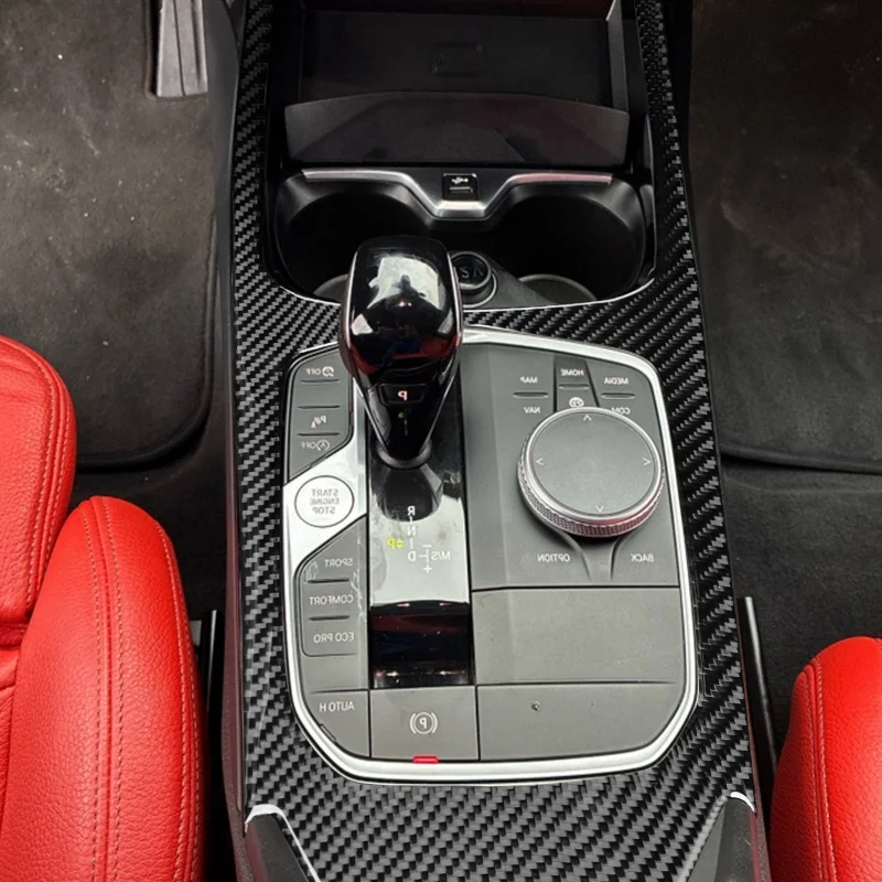 Carbon Fiber Central Control Gear Shift Panel Cover Trim For BMW 1 Series F40 2 Series F44 2020-2024 Car Accessories Sticker