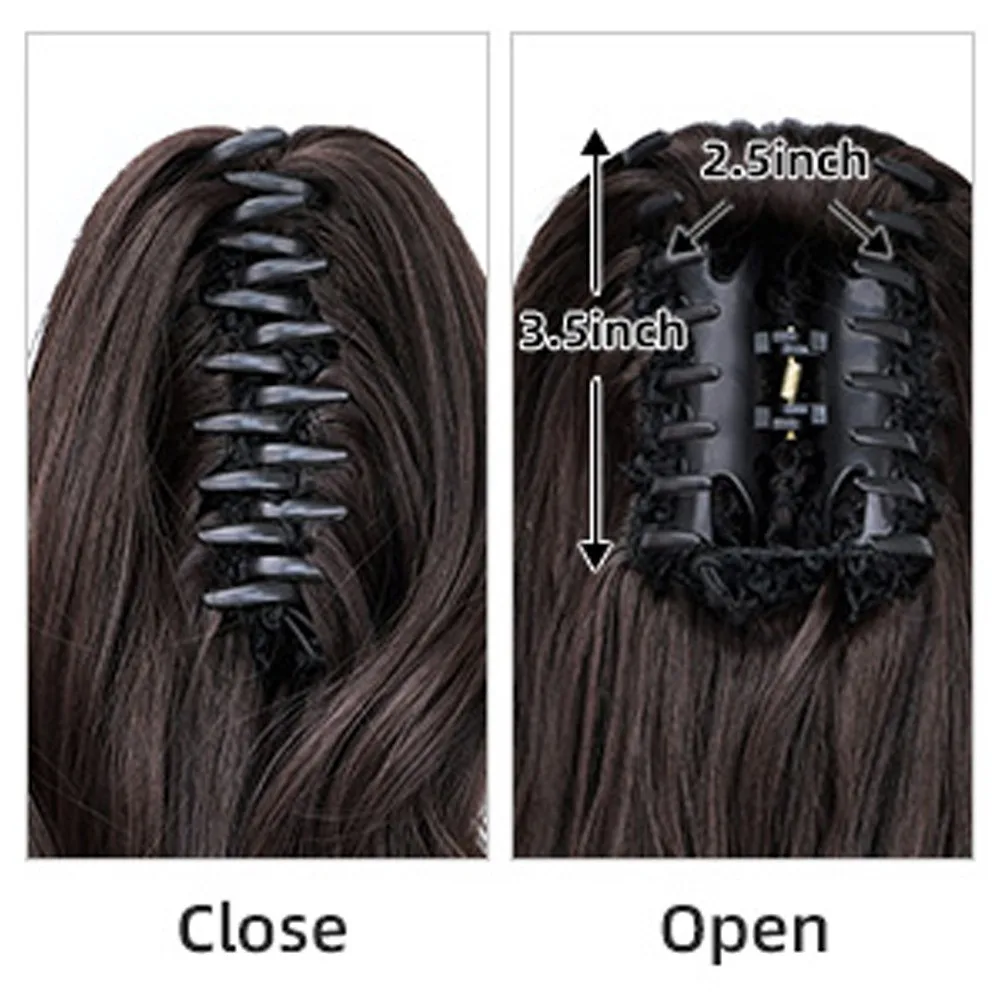 Synthetic Ponytail Extension Claw Clip in Hair Asia 22" Wavy Ponytail Wig Curly Fake Hair Blonde Hair Pieces For Women Daily Use view 5