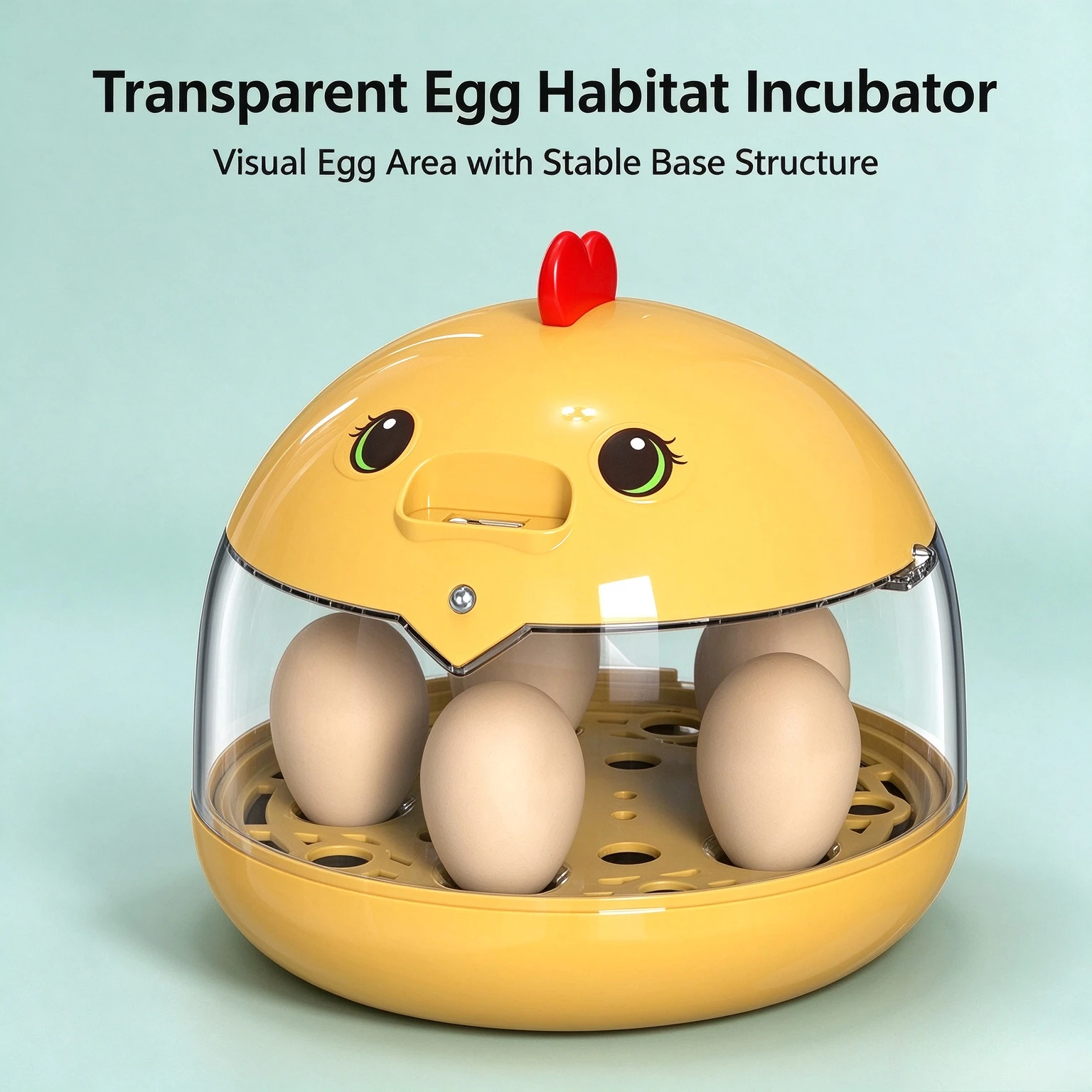 Cartoon Chick Egg Hatcher, Auto Temperature Control Mini Incubator, Transparent Shell for Kids Science Observation