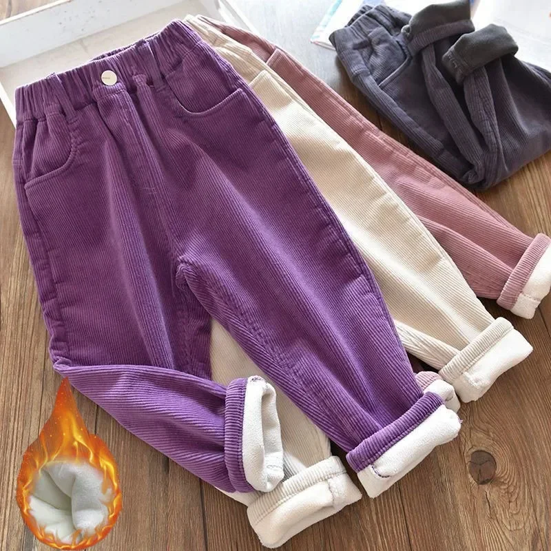 Pantaloni caldi per bambini Ragazzo Ragazza Autunno Inverno Velluto a coste Spessore Abbigliamento esterno Pantaloni sportivi 1-9Y Abbigliamento per bambini Pantaloni casual a vita alta