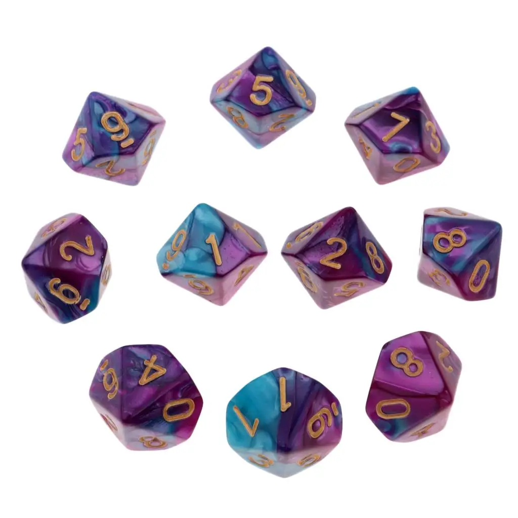 Juego de dados poliédricos RPG D & d DND, juego de mesa de 8/10 caras D10 D8, dados de doble cara, 10 piezas, nuevo